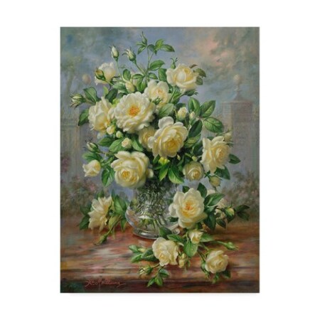 Trademark Fine Art Albert Williams 'Princess Diana Roses in a Cut Glass Vase' Canvas Art, 14x19 BL01824-C1419GG